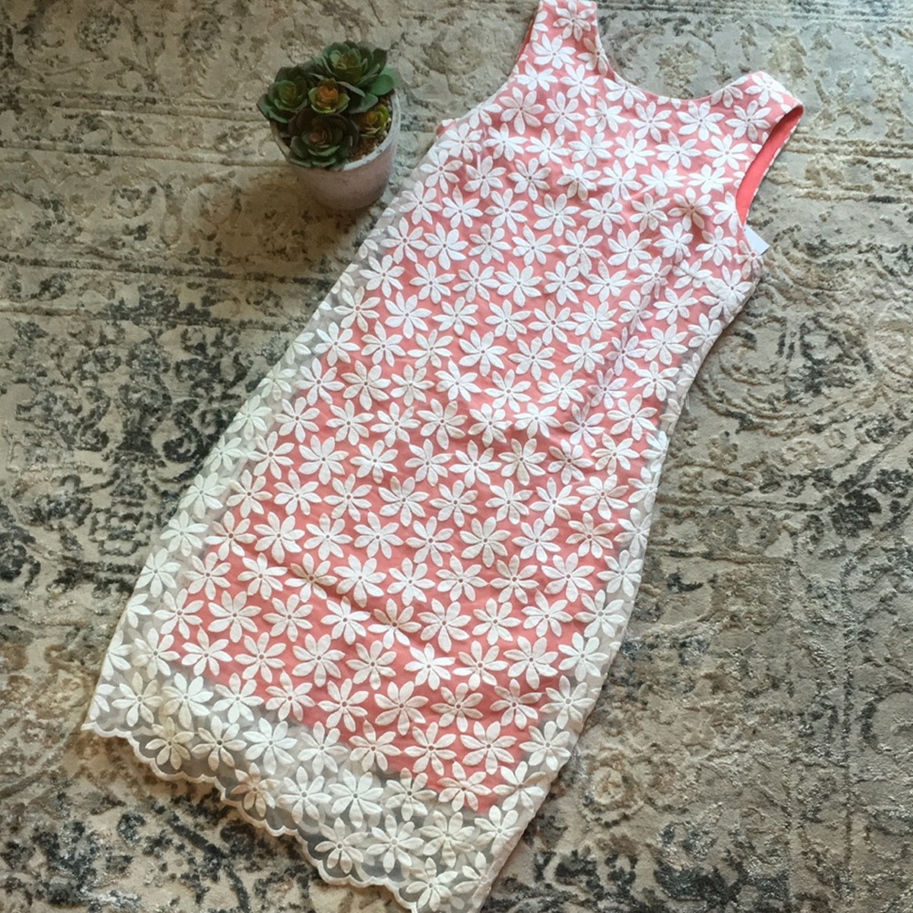 Coral Lace Overlay Dress